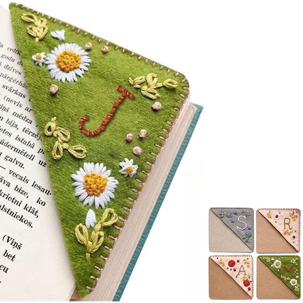 Personalized Hand Embroidered Corner Bookmark