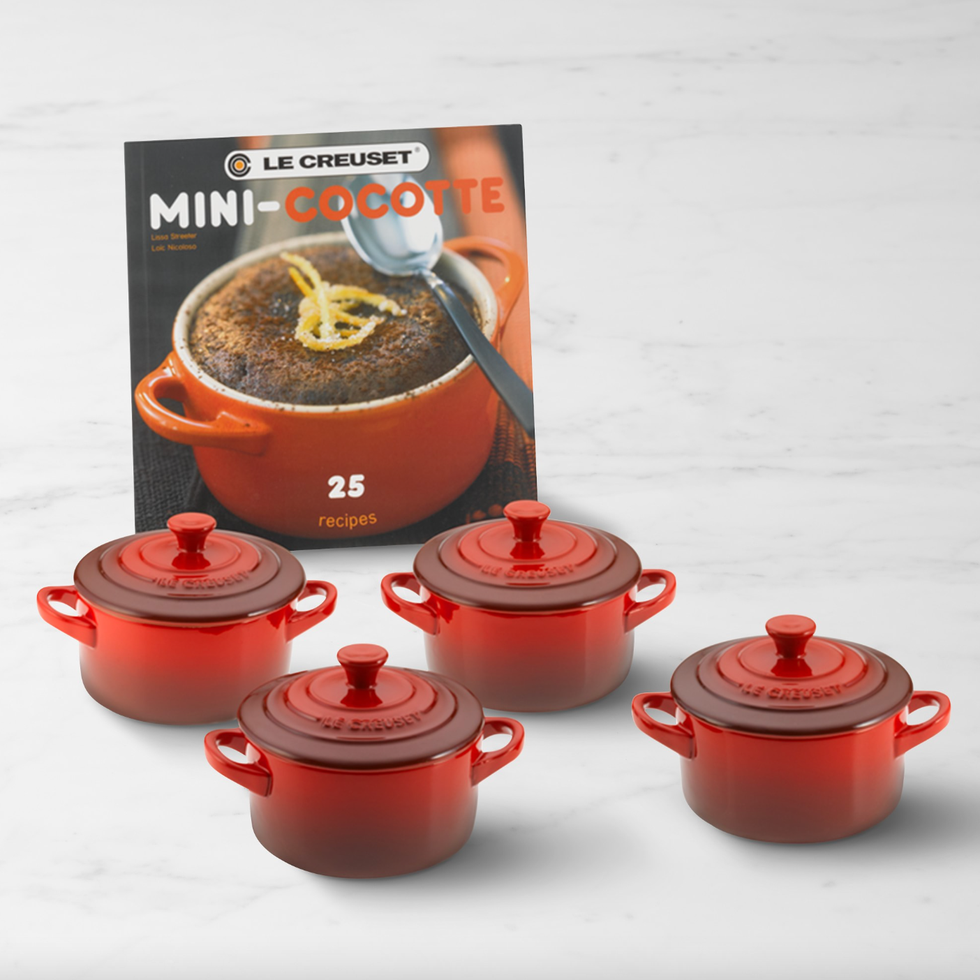 Mini Cocottes and Cookbook (Set of 4)
