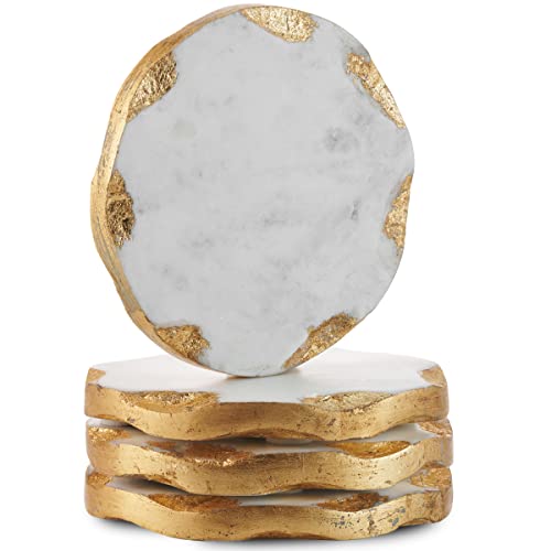 Gold Edge Marble Coaster (Set of 4)