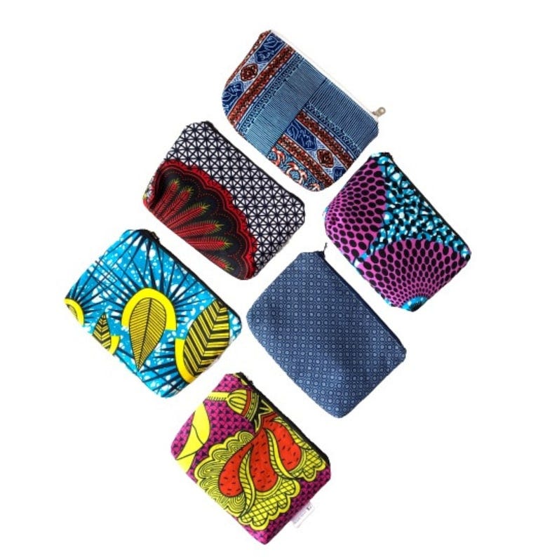 African Print Zipper Pouch