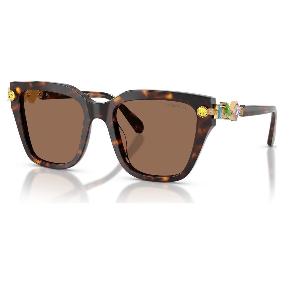 Bejeweled Square-Shaped Sunglasses in Brown