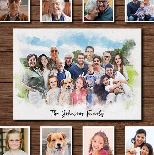 Personalized Watercolor Family Portrait