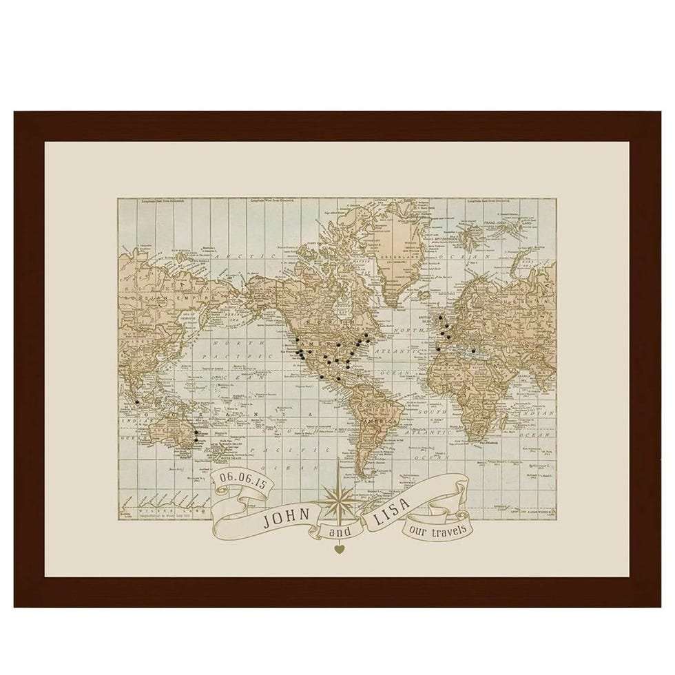 Personalized Anniversary Pushpin World Map