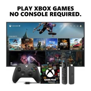 Xbox Wireless Controller Carbon Black (2025) + Fire TV Stick 4K Game Pass Ultimate 1 Month Bundle - Play on, Windows, Mobile & Smart TVs
